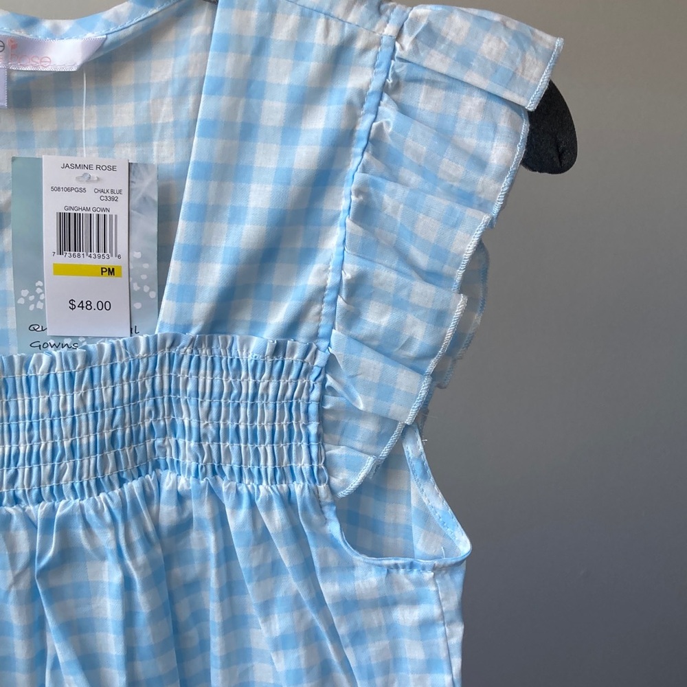 Jasmine Rose Petite gingham print nightgown cotton lightweight smock detail PM - Picture 6 of 17